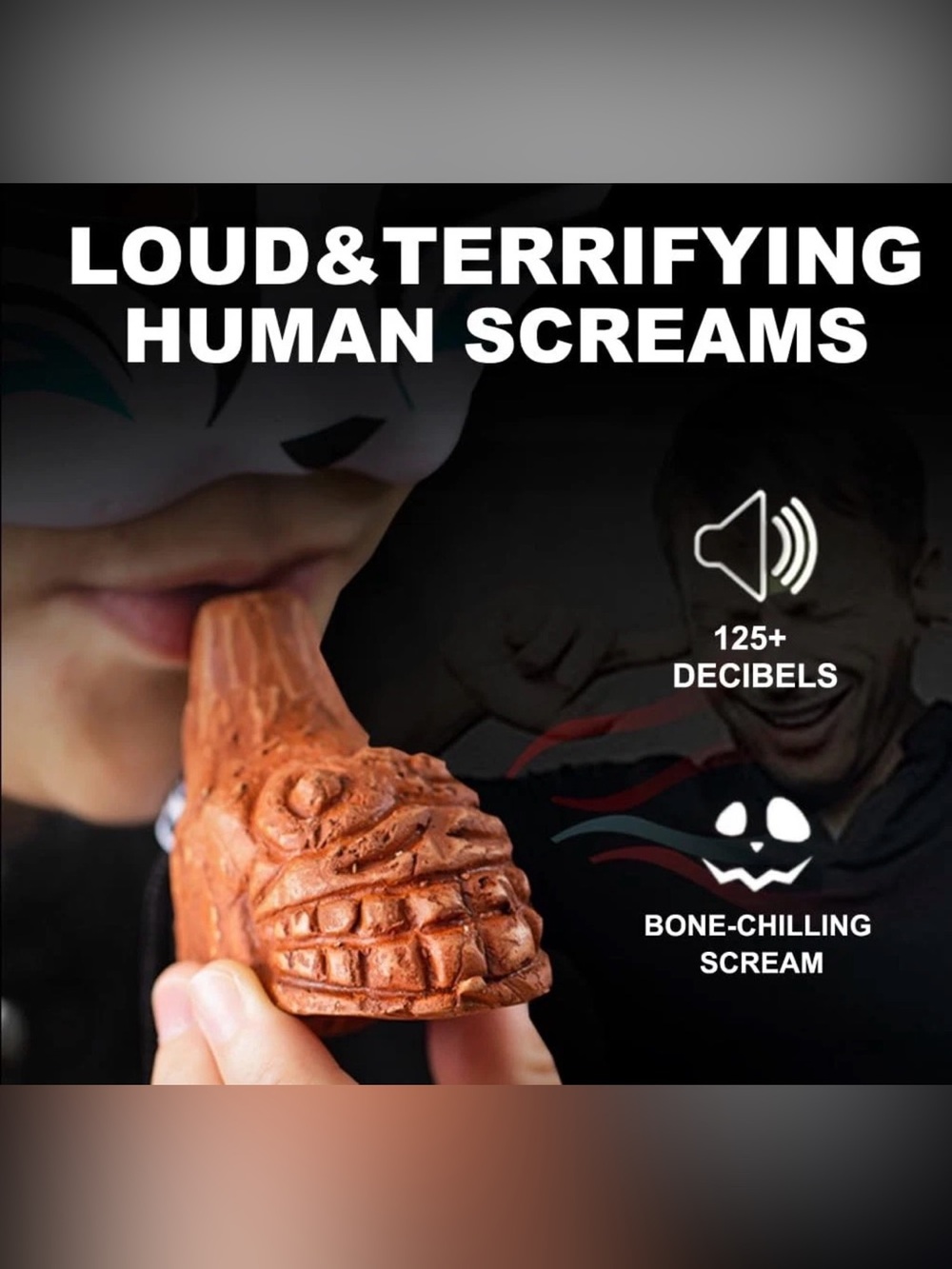 New Aztec Death Whistle Up to 125+
Decibels Realistic Human Shriek Scary
Sounds